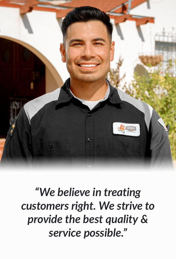 quote customer service with technician smiling
